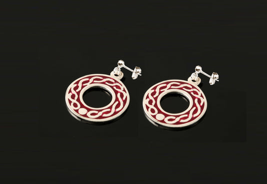 Celtic circle enamelled full knotwork earrings