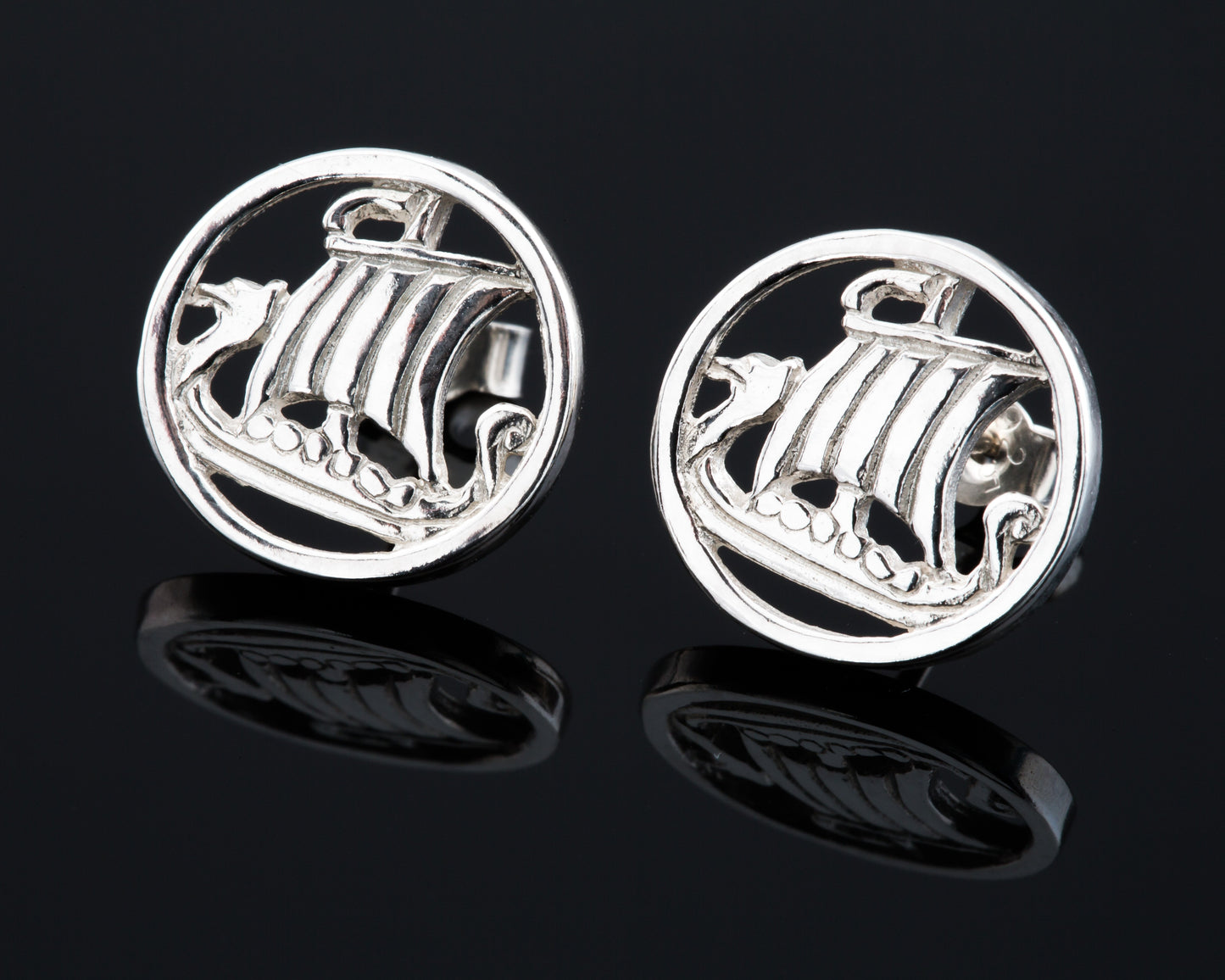 Viking Ship Stud Earrings