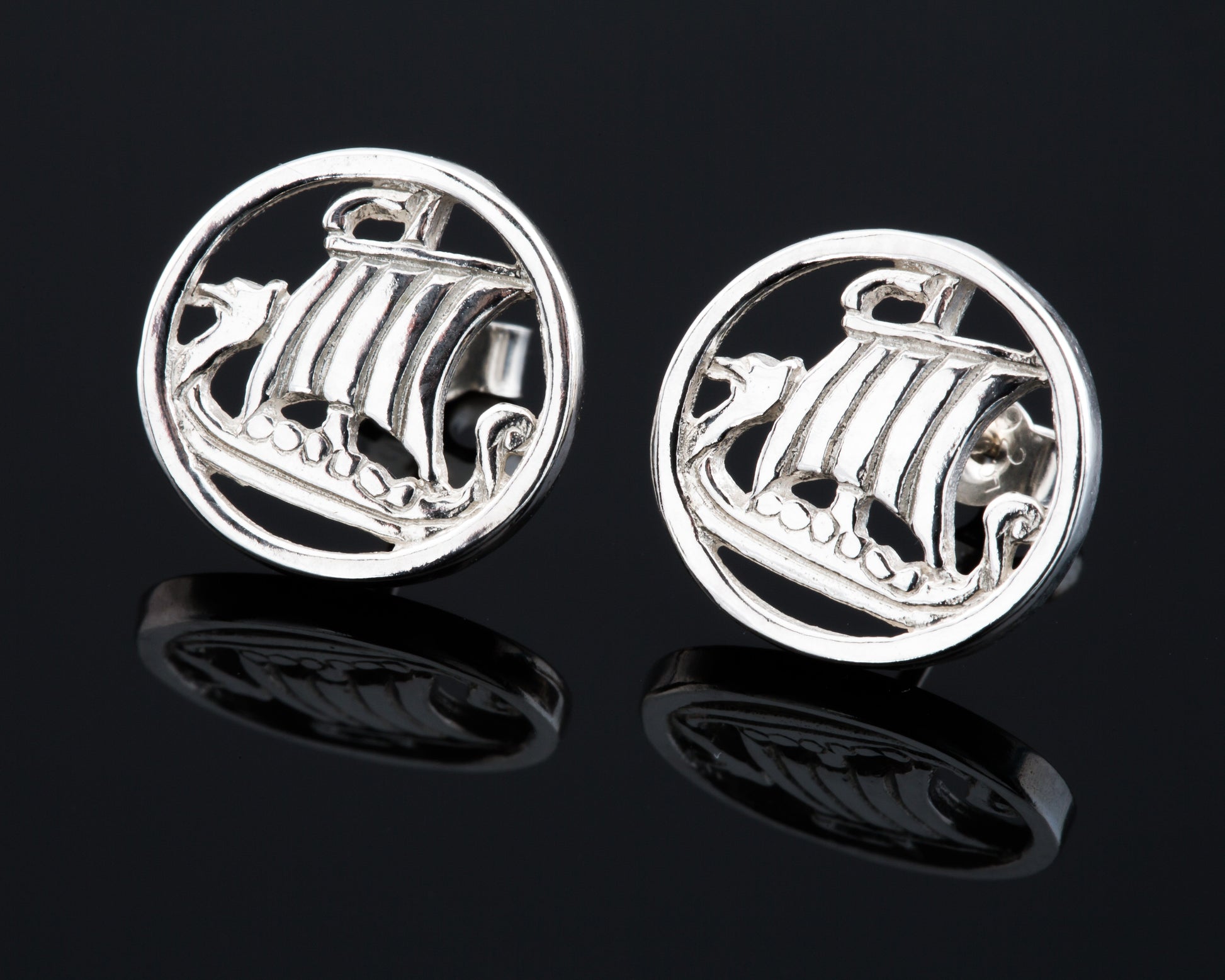 Viking Ship Stud Earrings