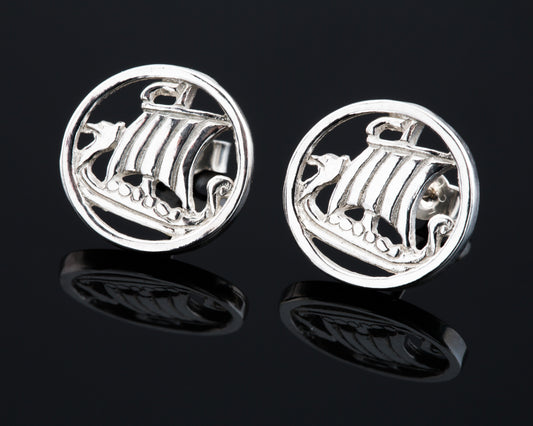 Viking Ship Stud Earrings
