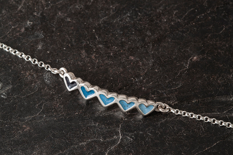 Peerie Smoorikin Bracelet with 5 Hearts