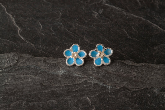 Forget me Not Enamelled Stud Earrings