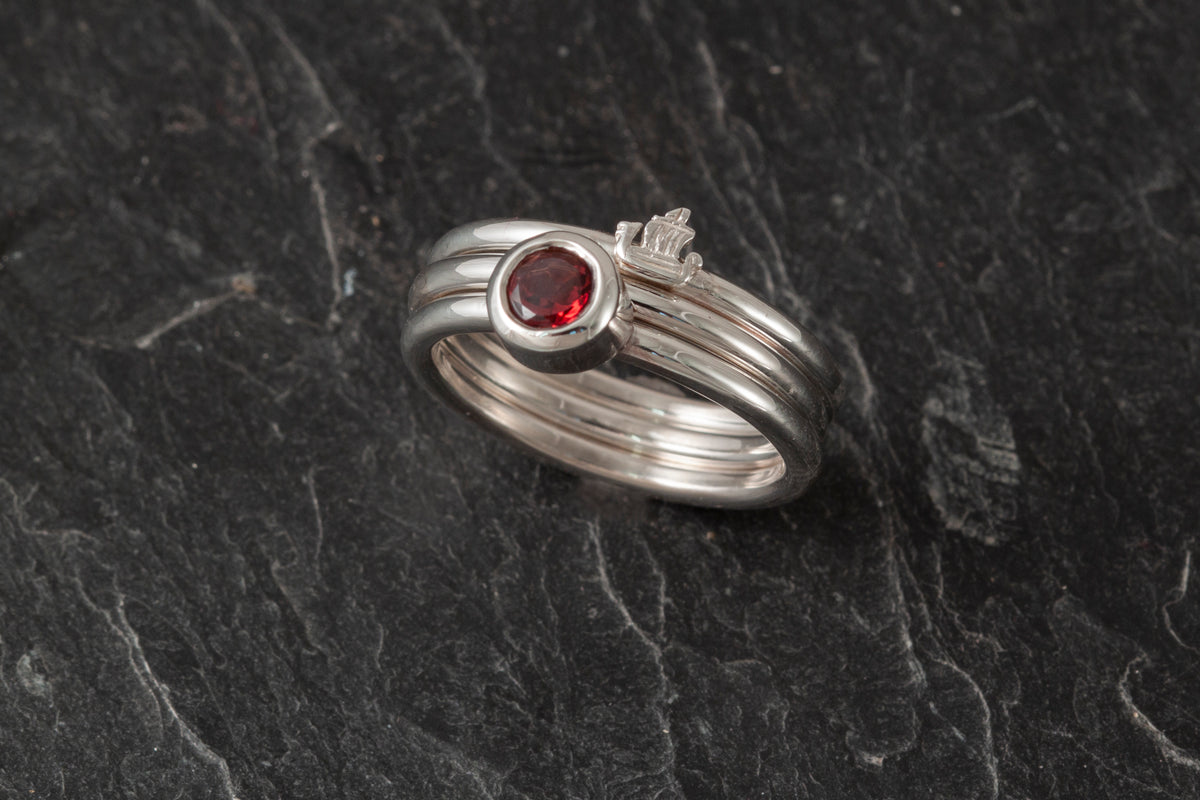Up Helly Aa Stacking Ring - Set of 3(Silver Galley)
