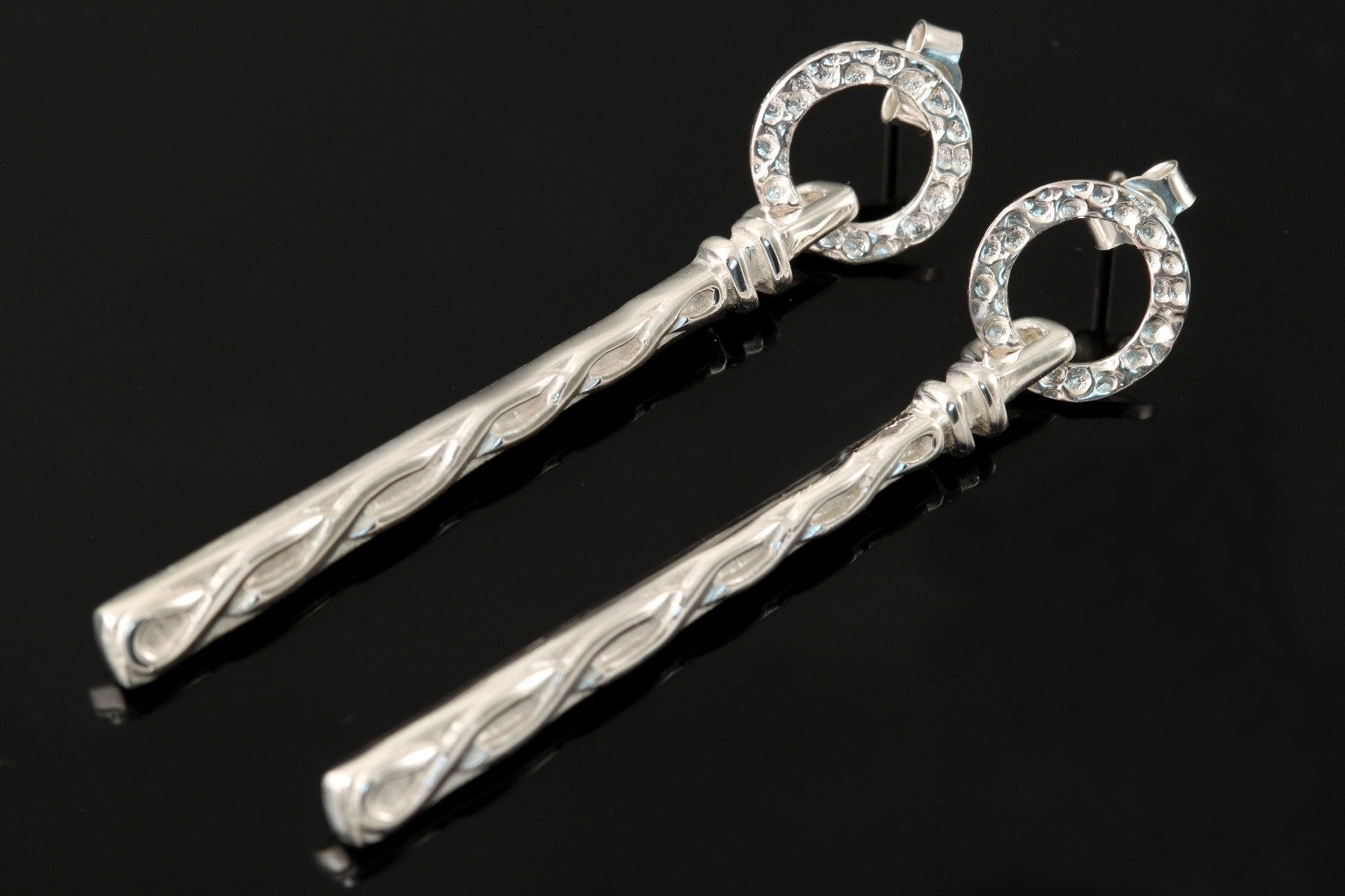 Celtic bar circle earrings
