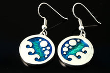 Load image into Gallery viewer, Seascape Round Bubble &amp; Wave earrings
