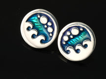 Load image into Gallery viewer, Seascape Round Bubble &amp; Wave earrings
