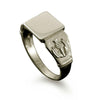 Thistle Signet Ring Small in 18ct White Gold