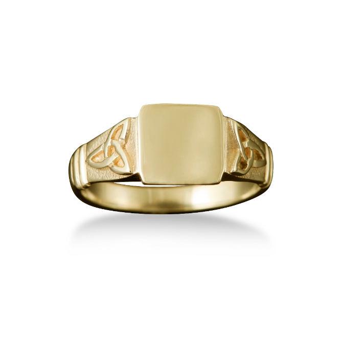 Celtic Signet Ring Small in 18ct Yellow Gold