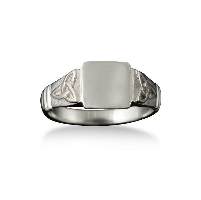Celtic Signet Ring Small in 18ct White Gold