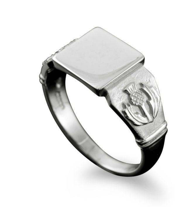 Thistle Signet Ring Large in Silver
