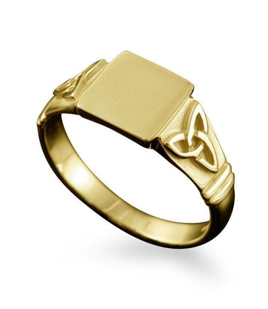 Celtic Signet Ring Large in 18ct Yellow Gold