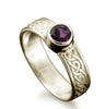 Hascosay Celtic Amethyst Ring in 18ct White Gold