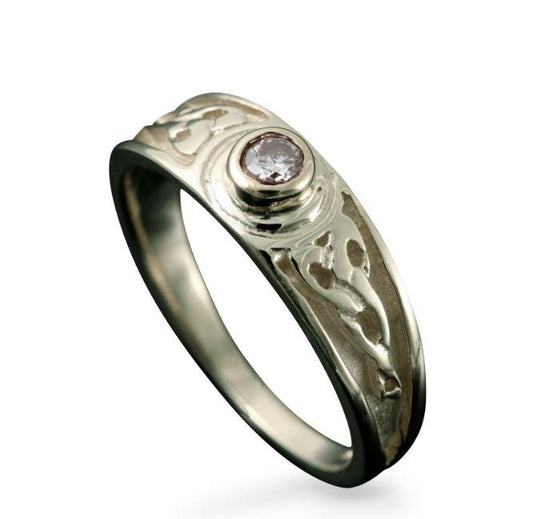 Trinity knot Celtic Diamond Ring in 9ct White Gold