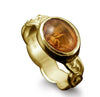 Muckle Roe Celtic Amber Ring in 18ct Yellow Gold