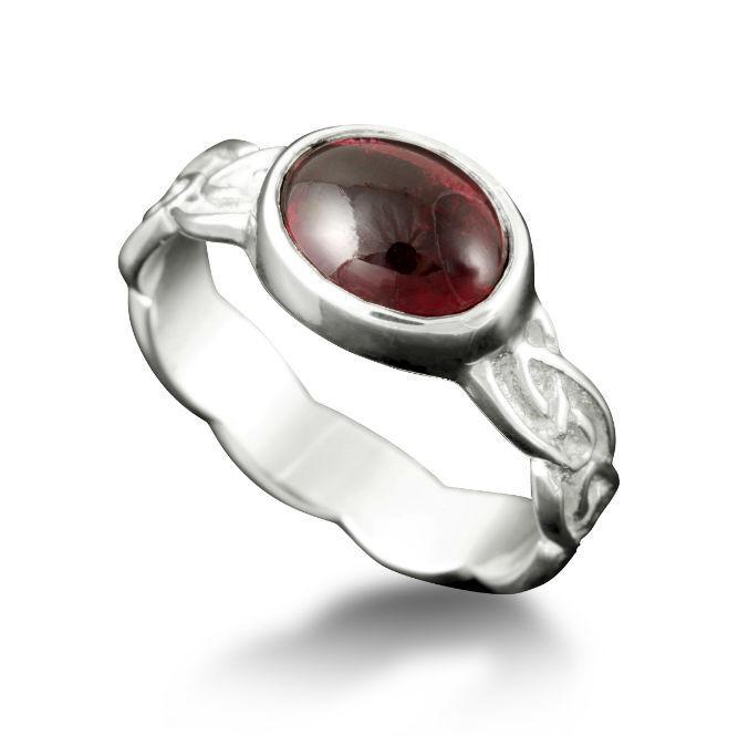 Muckle Roe Celtic Garnet Ring in Silver