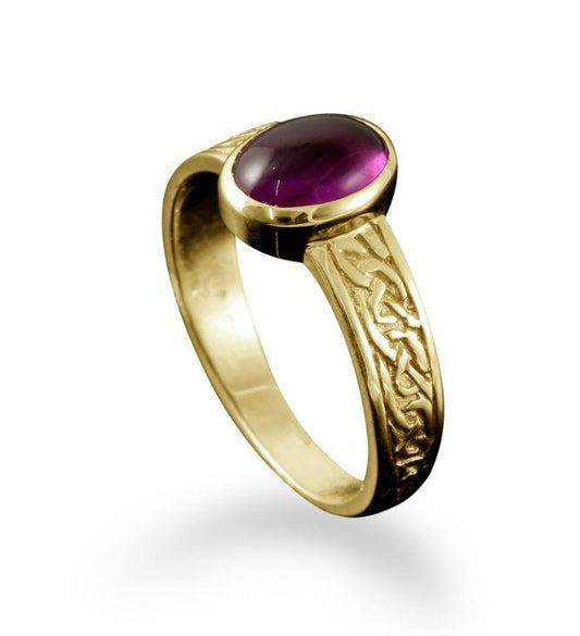 Uyea Celtic Amethyst Ring in 18ct Yellow Gold