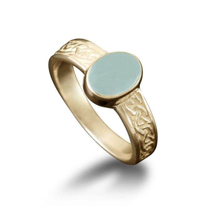 Uyea Celtic Aquamarine Ring in 9ct Yellow Gold
