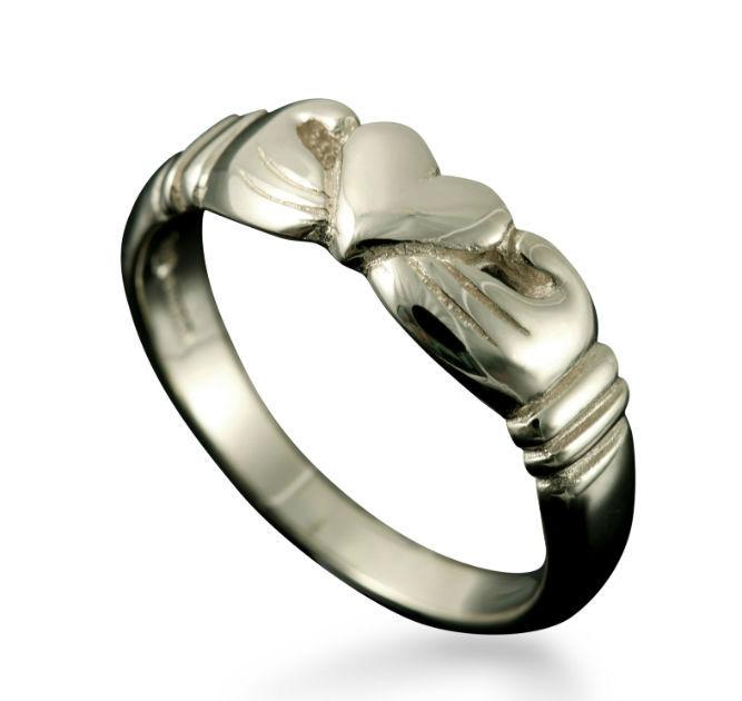 Claddagh Heart Ring in 18ct White Gold