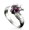 Claddagh Heart and Crown Ring with Amethyst in Silver
