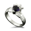 Claddagh Heart and Crown Ring with Iolite in Platinum