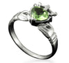 Claddagh Heart and Crown Ring with Peridot in Silver