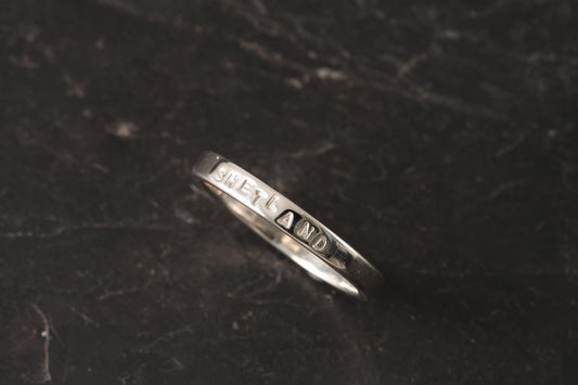 Personalised Hand Stamped Stacking Ring in Silver
