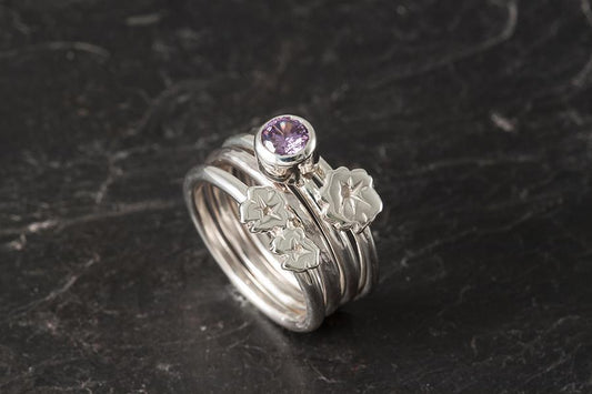 Wild Flower Stacking Rings - Set of 4